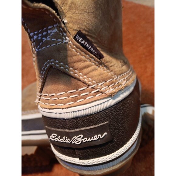 Eddie Bauer Duck Boots Women’s Brown Blue Leather 8" Waterproof US 7M - Picture 8 of 11